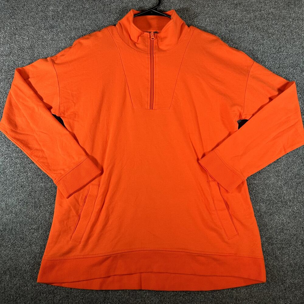 T by Talbots Women’s M Orange Quarter Zip Pullover Sweatshirt NWT Pockets